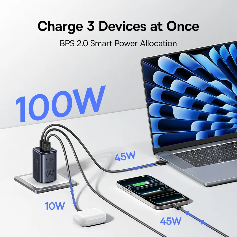 Baseus 100W GaN充電器 サイズ比較