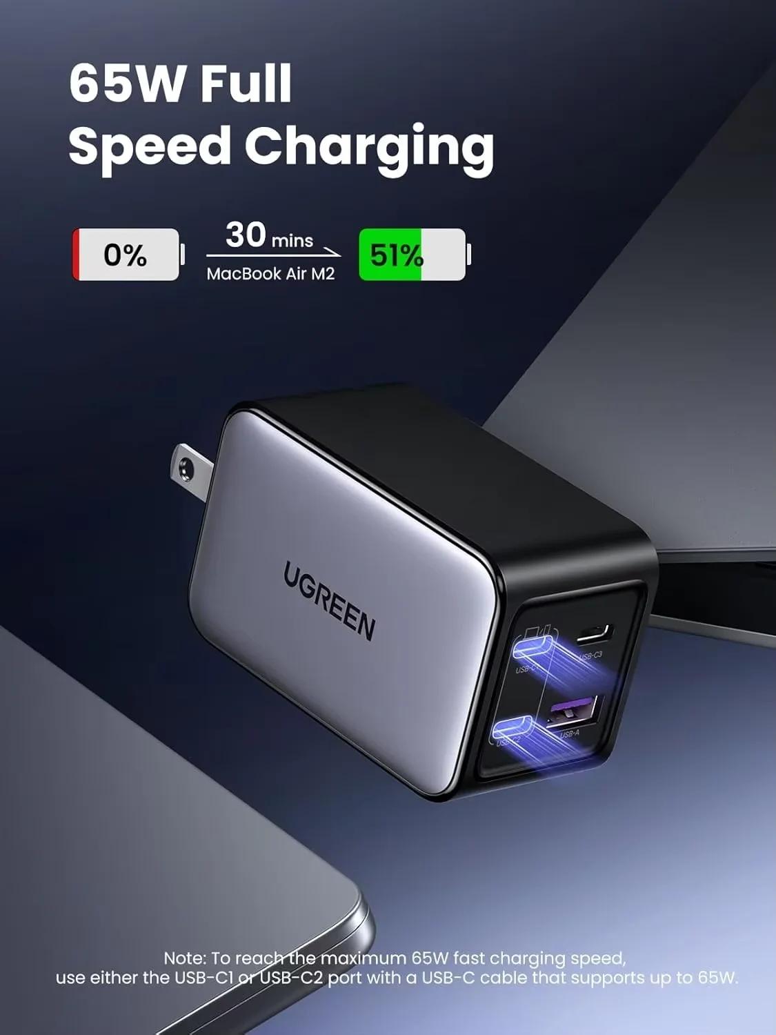 UGREEN Nexode 65W GaN充電器 サイズ比較